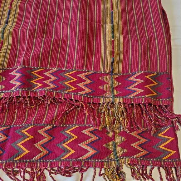 Vintage Handwoven Tribal Nigerian Kente Cloth Textile, Red Yellow Green - Picture 2 of 11